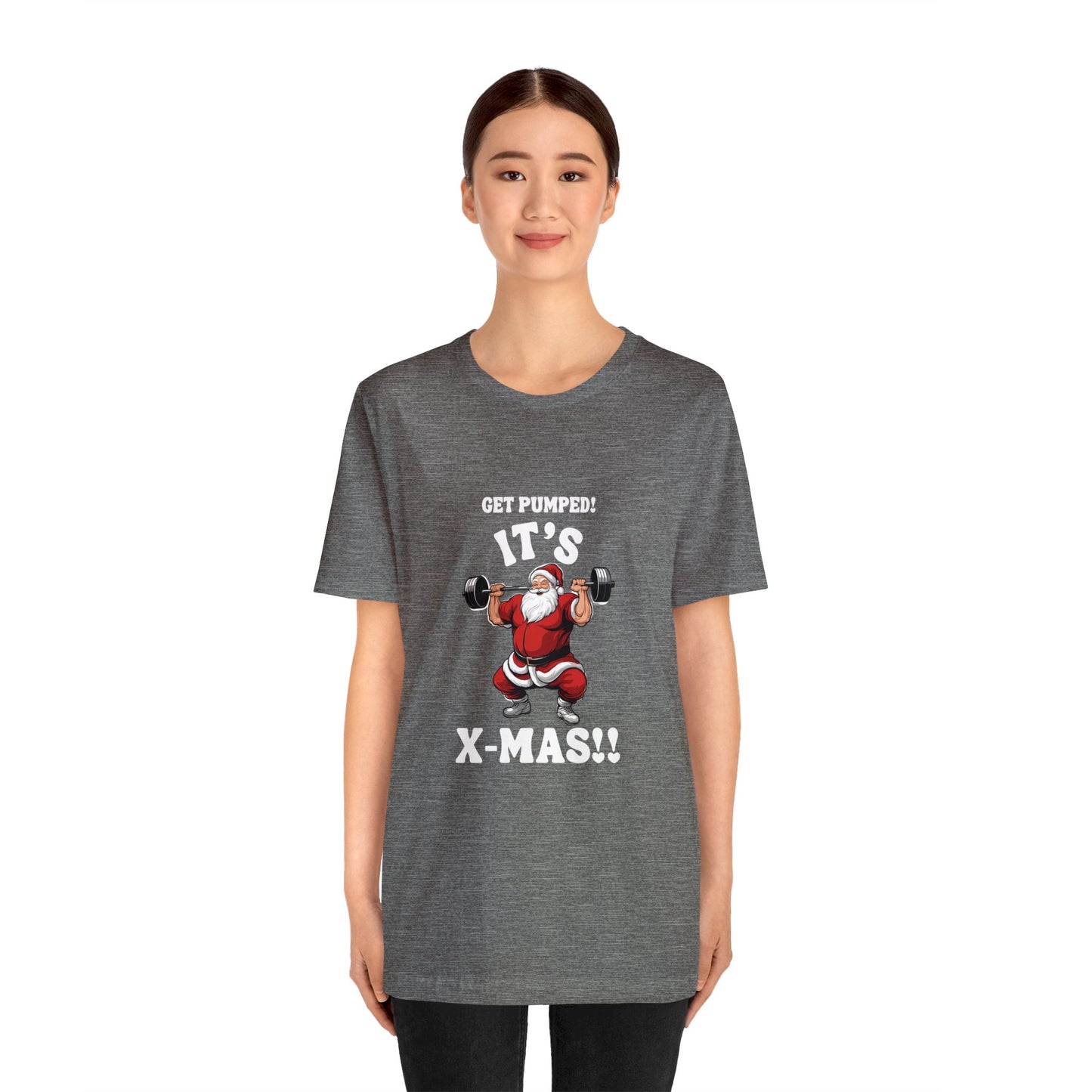 Holiday - Santa Pumping up Unisex Jersey Short Sleeve Tee