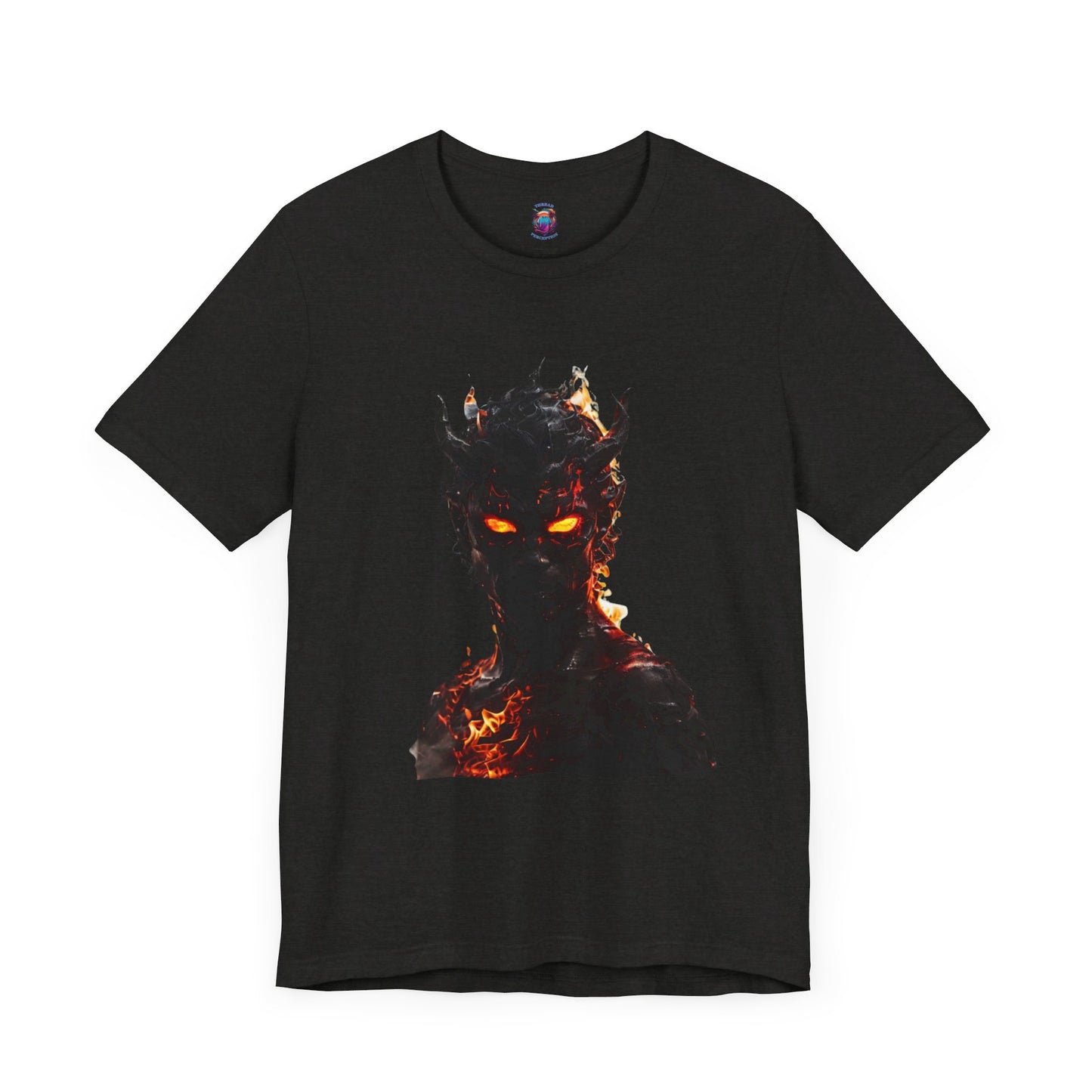 Demon with Eyes of Fire Bella Canvas T-Shirt, Engulfed in Flames Horror Tee