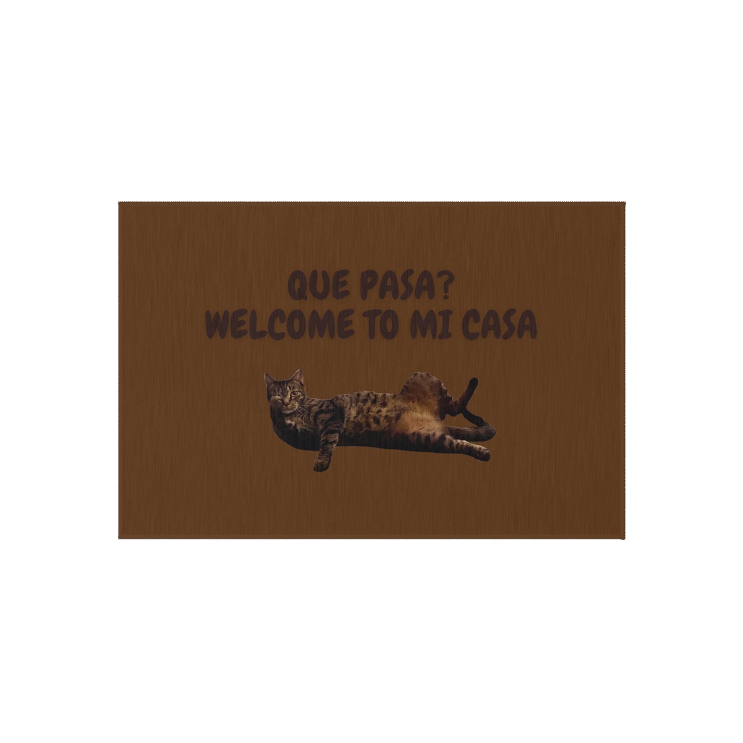 Outdoor Rug - "Que Pasa? Welcome to mi Casa." (Loki Collection) - Dark Brown