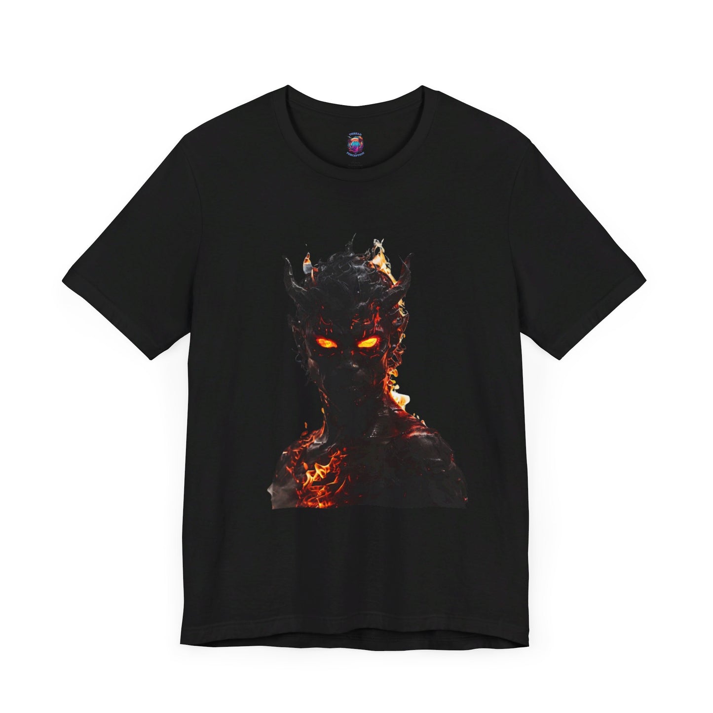 Demon with Eyes of Fire Bella Canvas T-Shirt, Engulfed in Flames Horror Tee