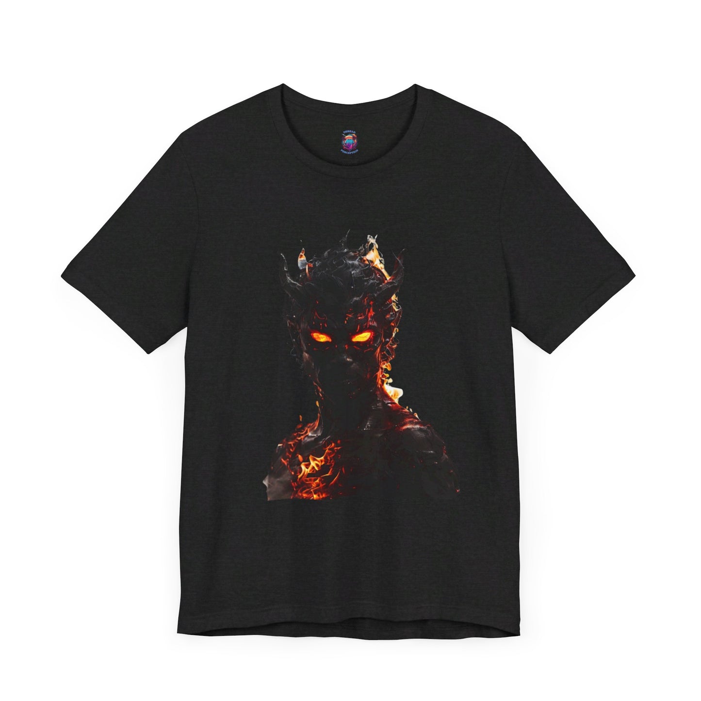 Demon with Eyes of Fire Bella Canvas T-Shirt, Engulfed in Flames Horror Tee
