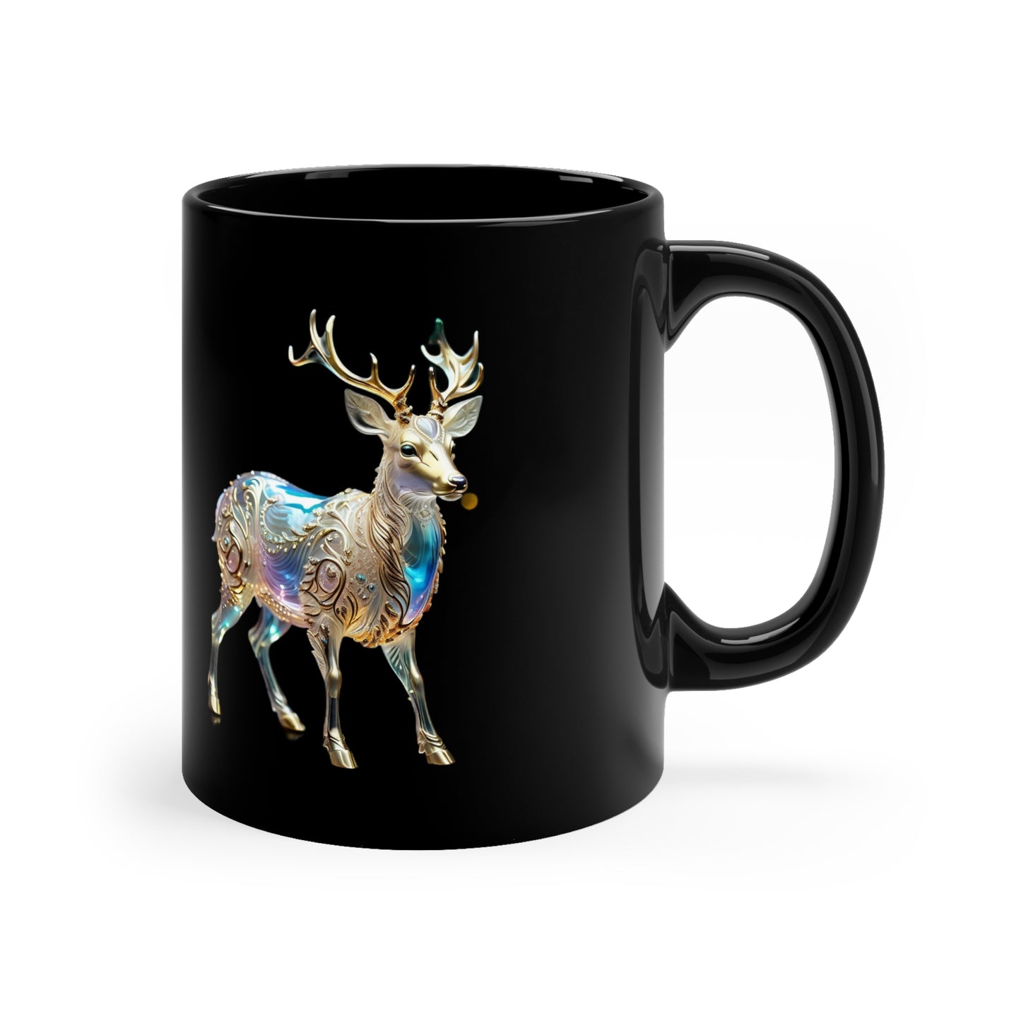 Holiday - Glistening Crystal Reindeer 11oz Black Mug