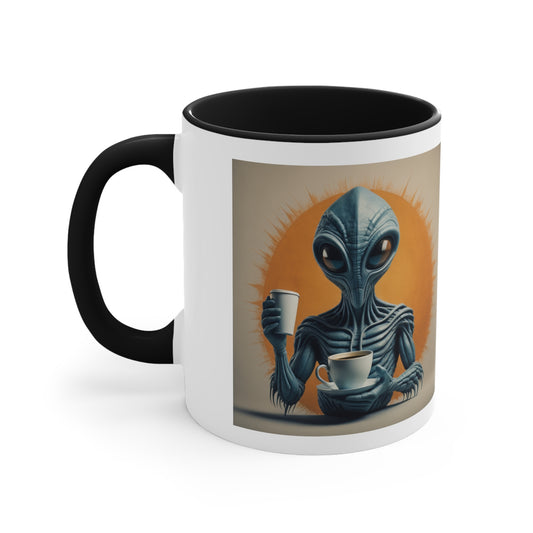 Alien Greeting Coffee Mug, 11oz - "Touch my coffee and I'll probe you"