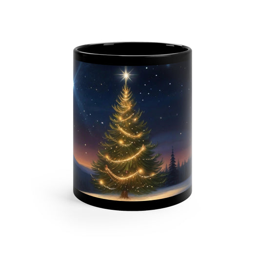 Holiday - Christmas Tree Sunset 11oz Black Mug