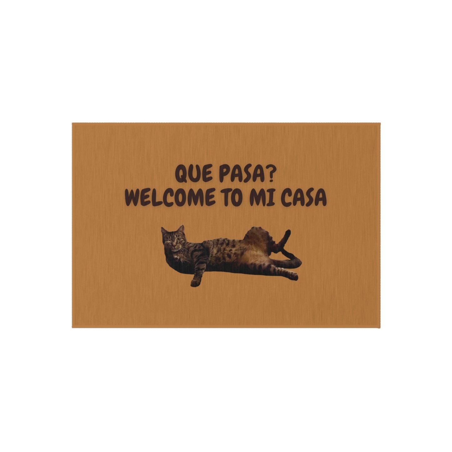 Outdoor Rug - "Que Pasa? Welcome to mi Casa." (Loki Collection) - Light Brown