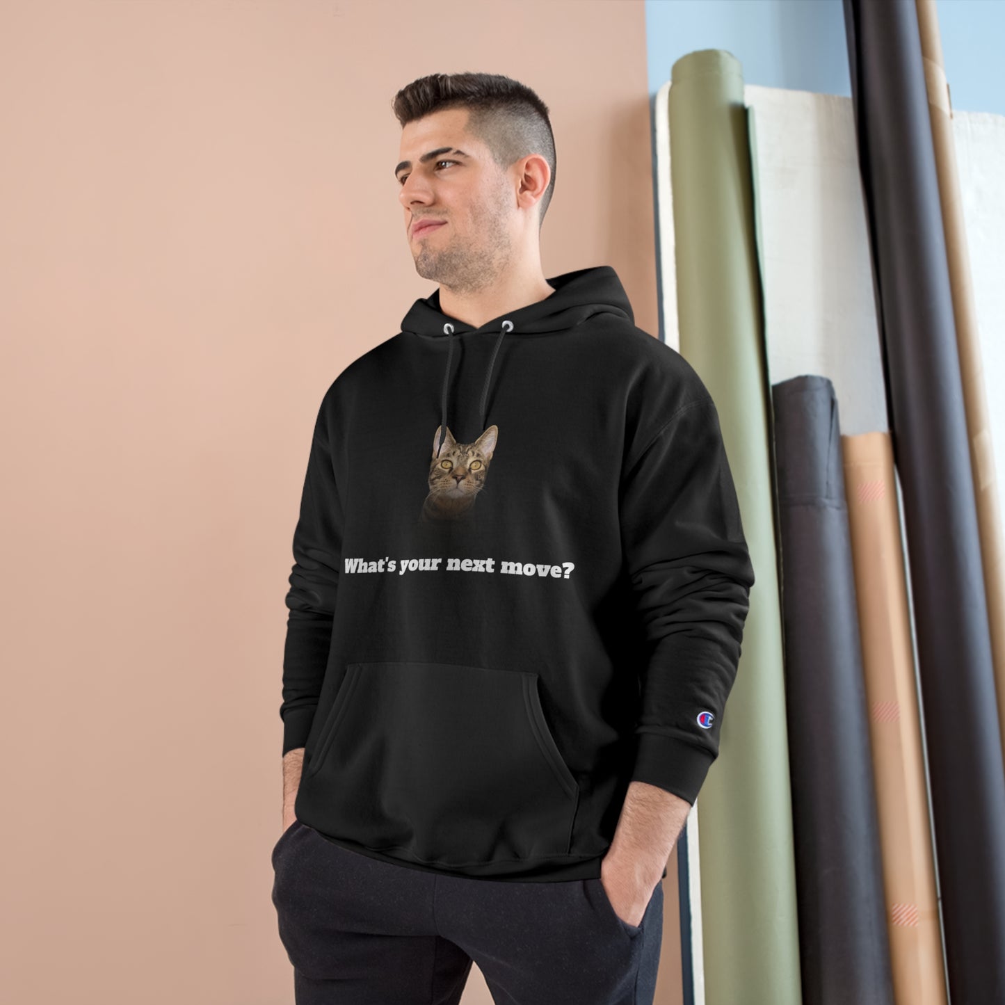 Motivational Quote Champion Hoodie - Loki the Cat Collection