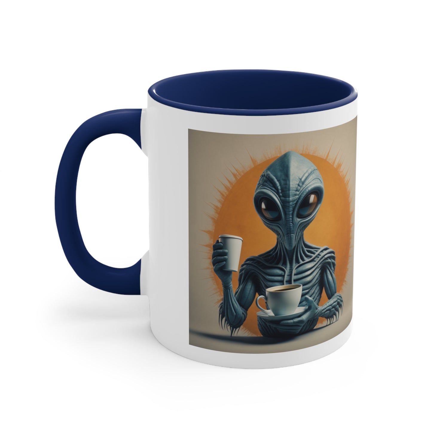 Alien Greeting Coffee Mug, 11oz - "Touch my coffee and I'll probe you"