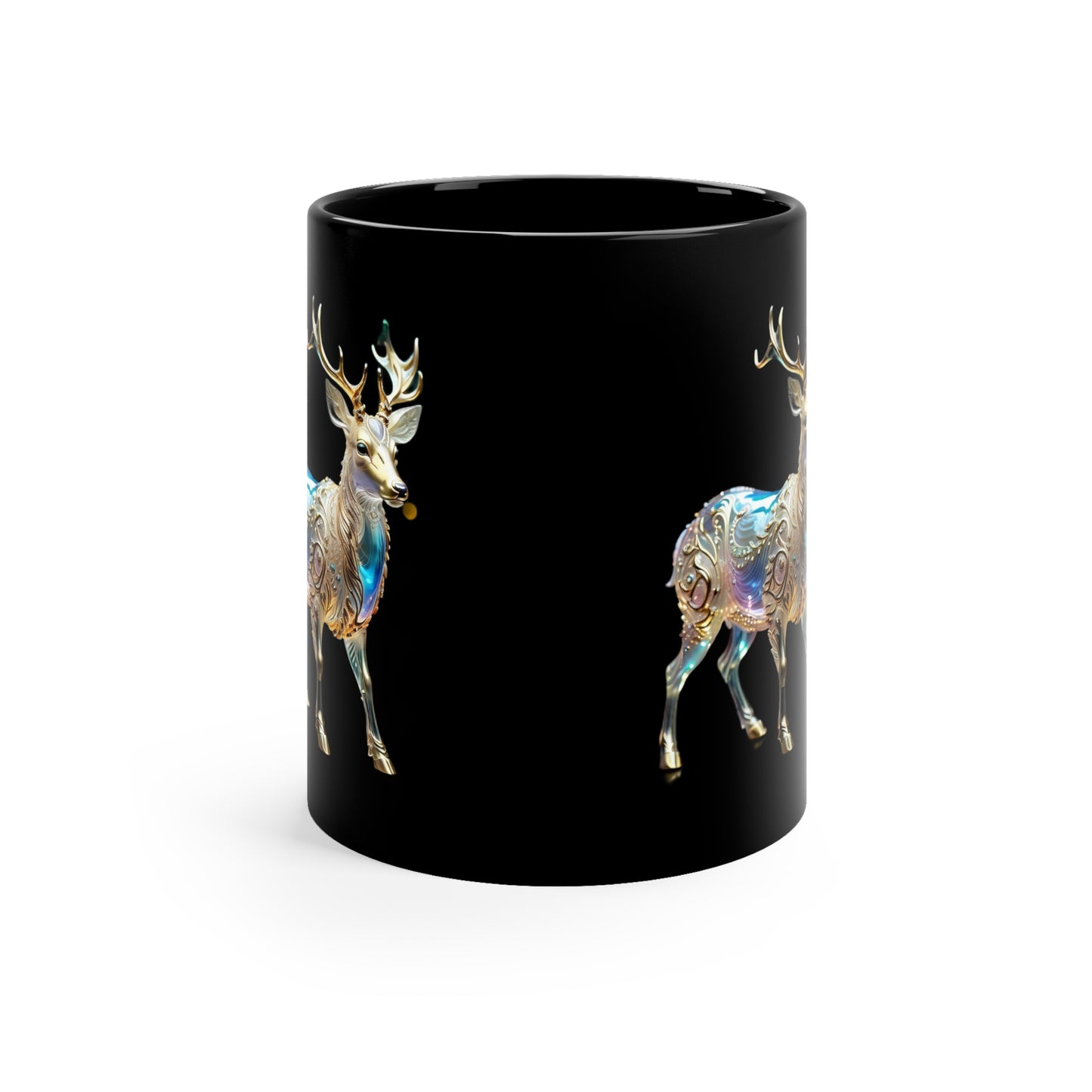 Holiday - Glistening Crystal Reindeer 11oz Black Mug