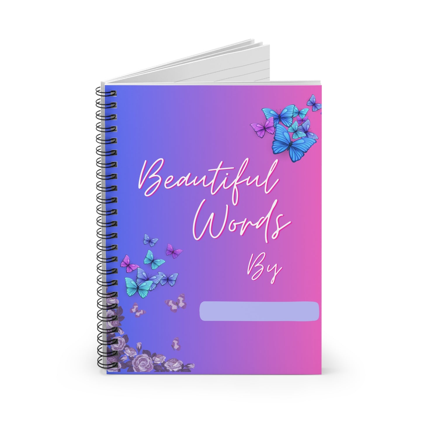 Beautiful Words Butterfly Spiral Notebook - Ruled Line Interior