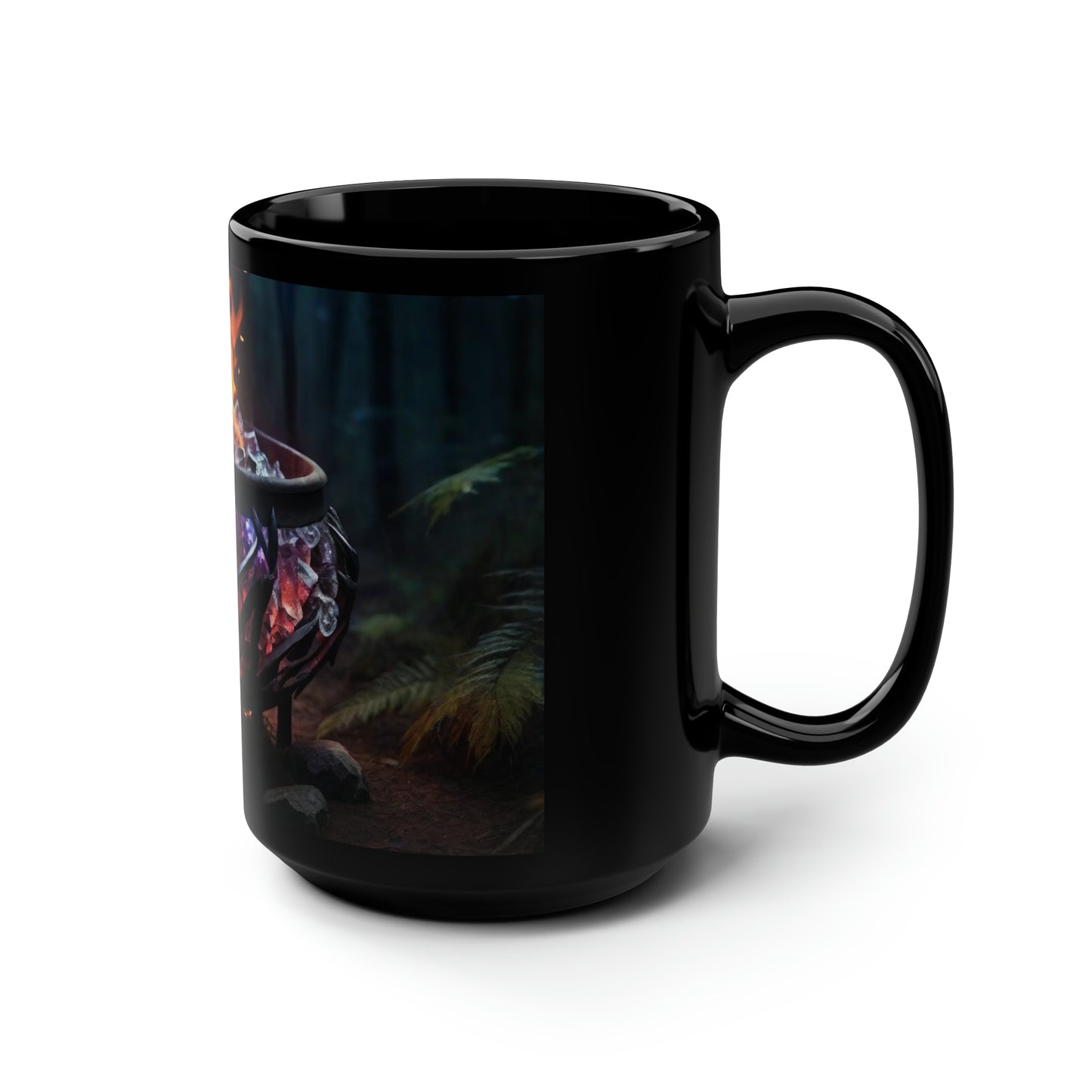 Glistening Crystal Cauldron - Black Mug, 15oz