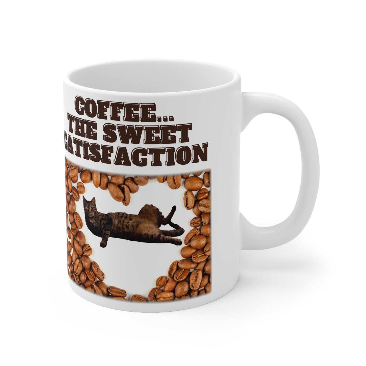 Originally Designed Ceramic Coffee Mug - "Coffee...The Sweet Catisfaction" (Loki Collection)