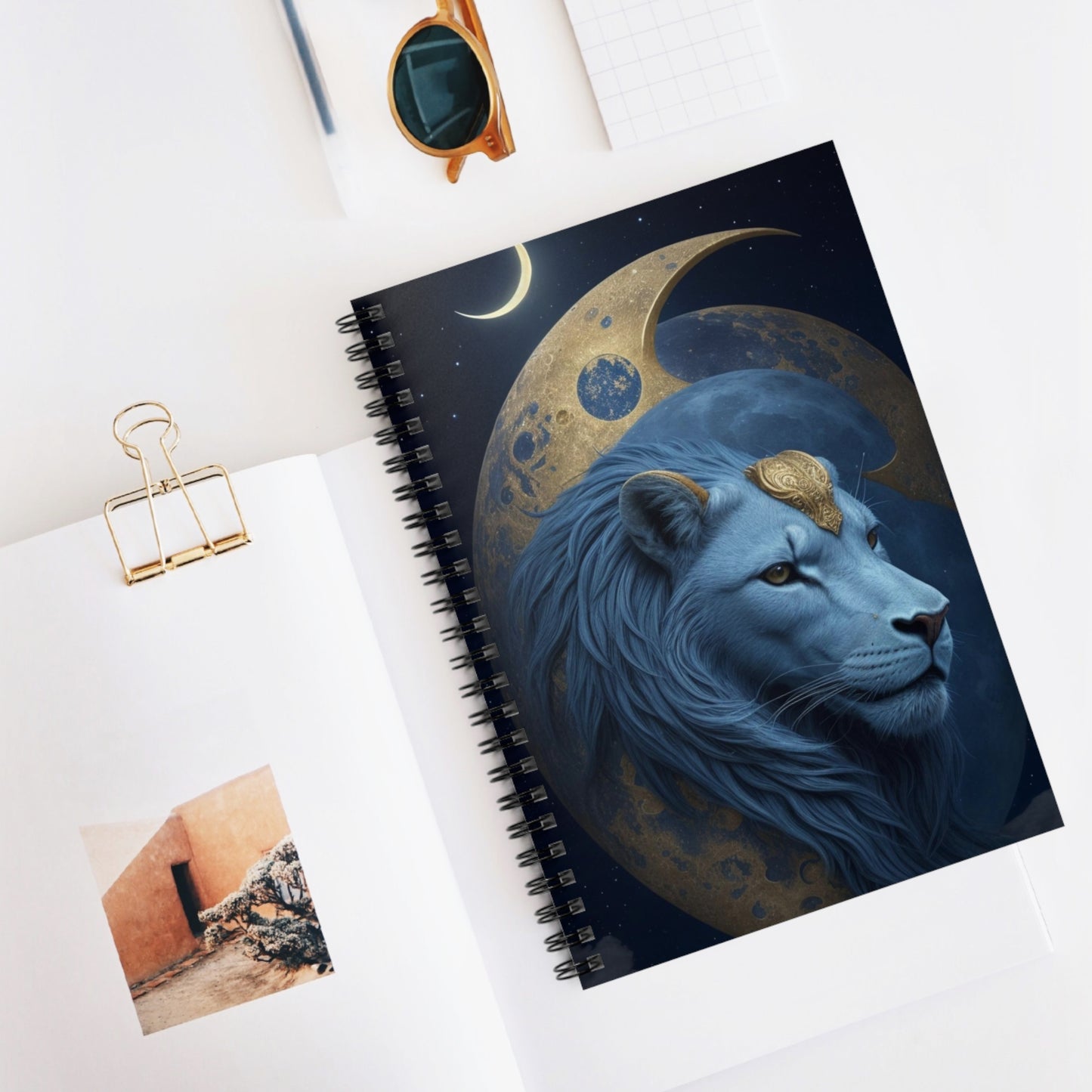 Zodiac Lion Gazer Spiral Notebook - Ruled Line Interior