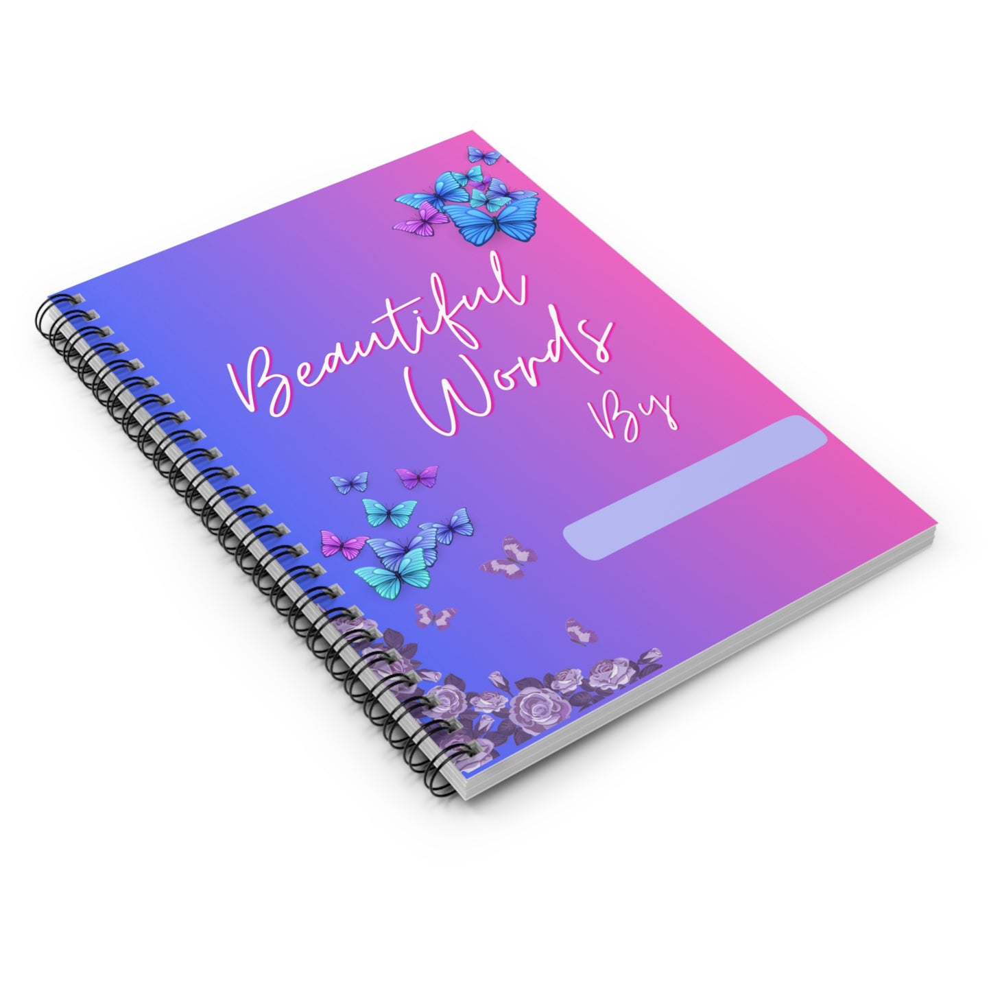 Beautiful Words Butterfly Spiral Notebook - Ruled Line Interior