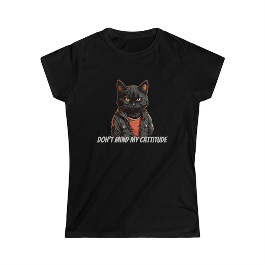 Biker Cat - Women's Softstyle Humor Tee