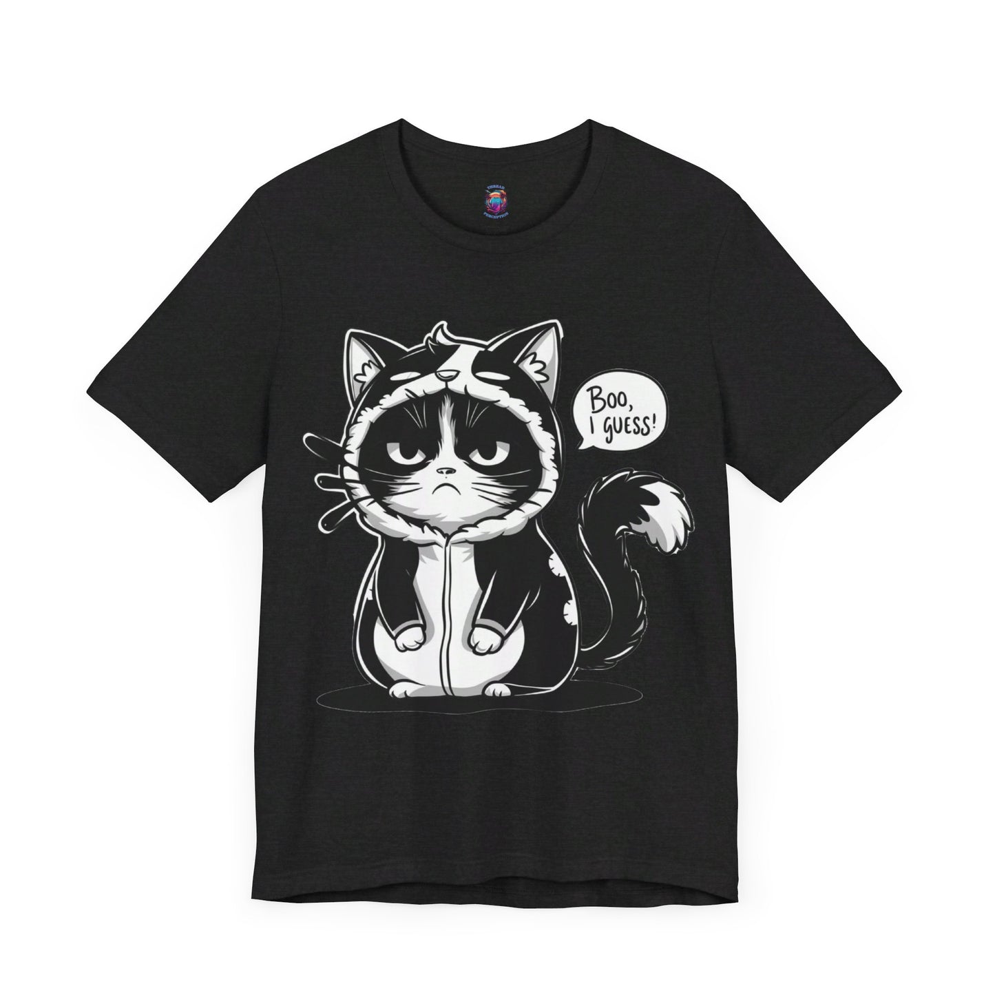 Funny Deadpan Cartoon Cat in Cat Costume, I Guess, Bella Canvas T-Shirt, Cute Halloween Costume Tee