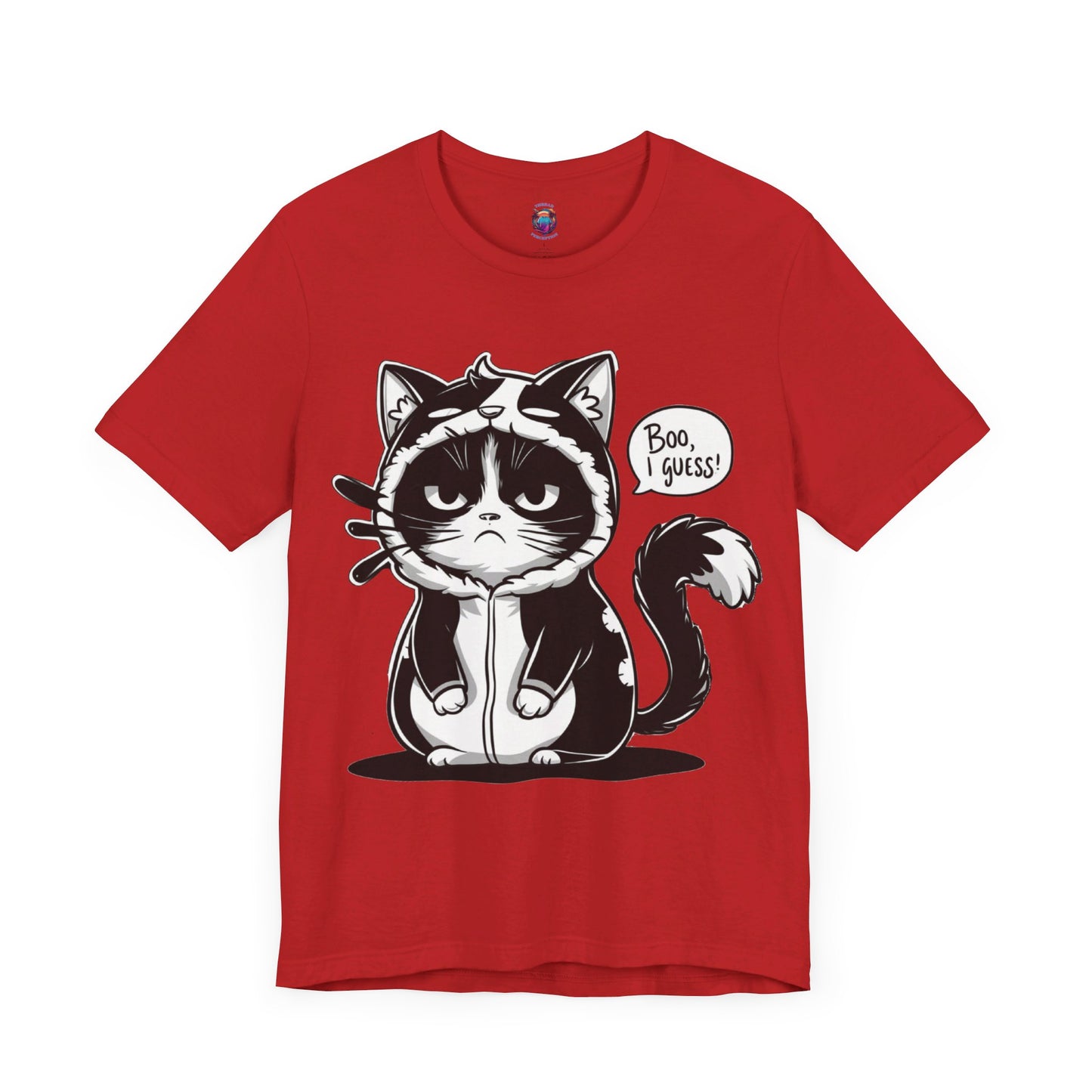 Funny Deadpan Cartoon Cat in Cat Costume, I Guess, Bella Canvas T-Shirt, Cute Halloween Costume Tee