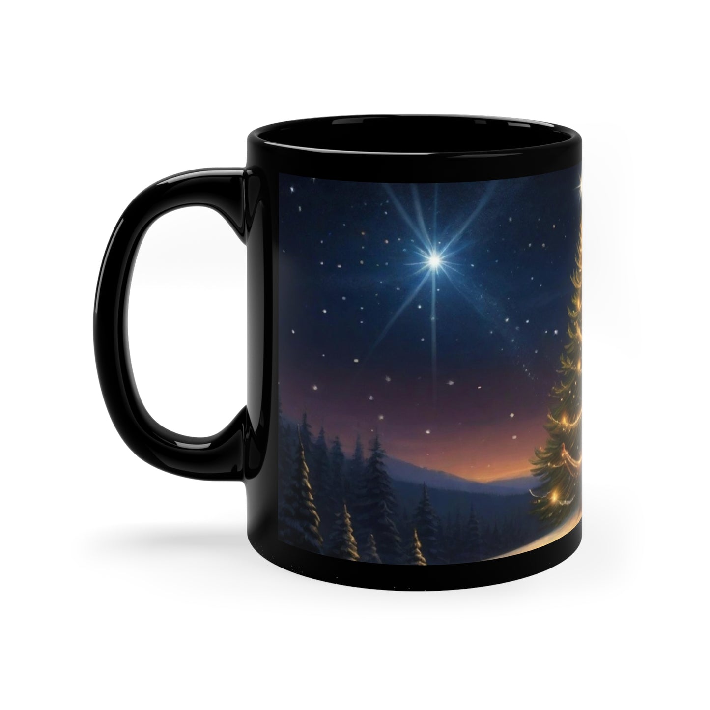 Holiday - Christmas Tree Sunset 11oz Black Mug