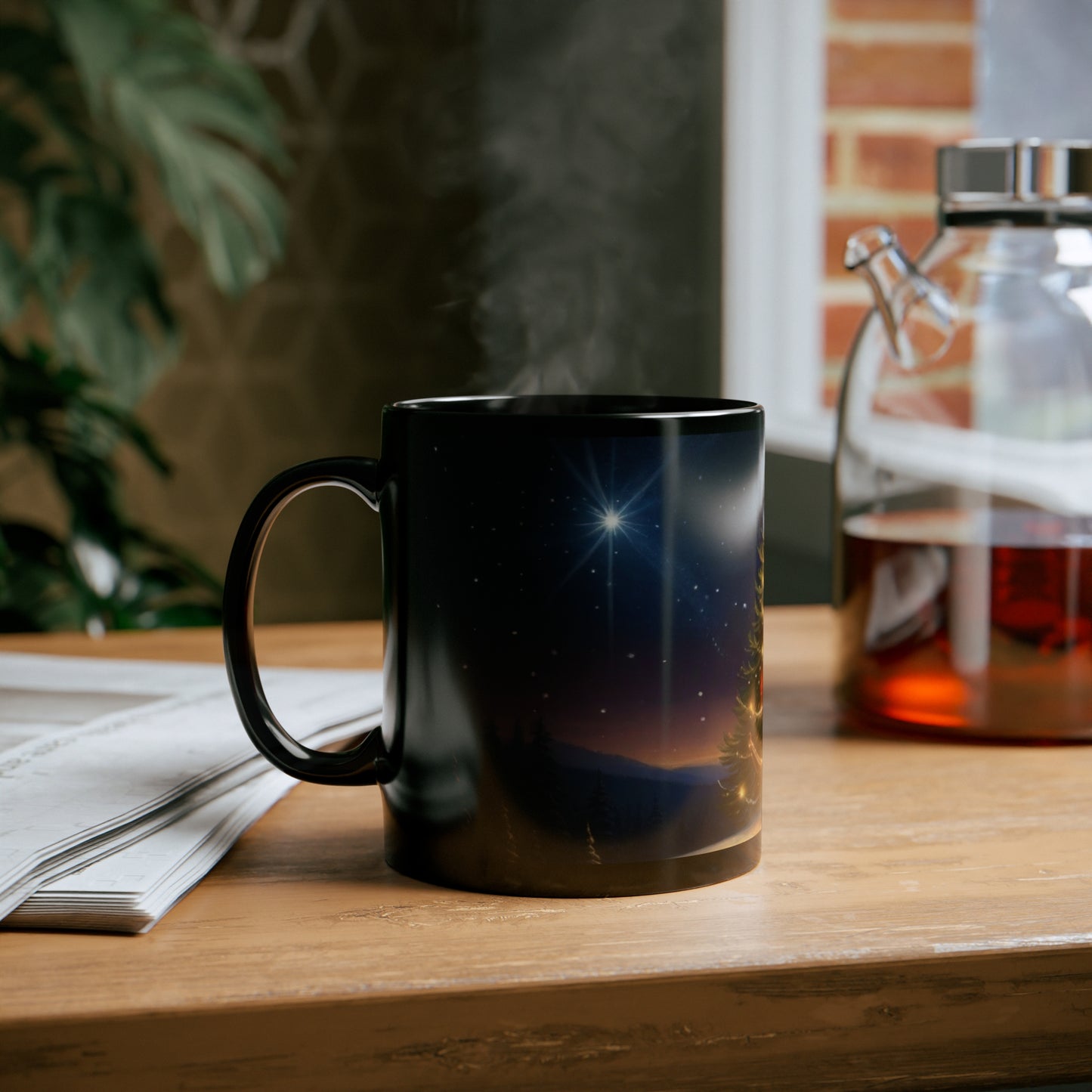 Holiday - Christmas Tree Sunset 11oz Black Mug