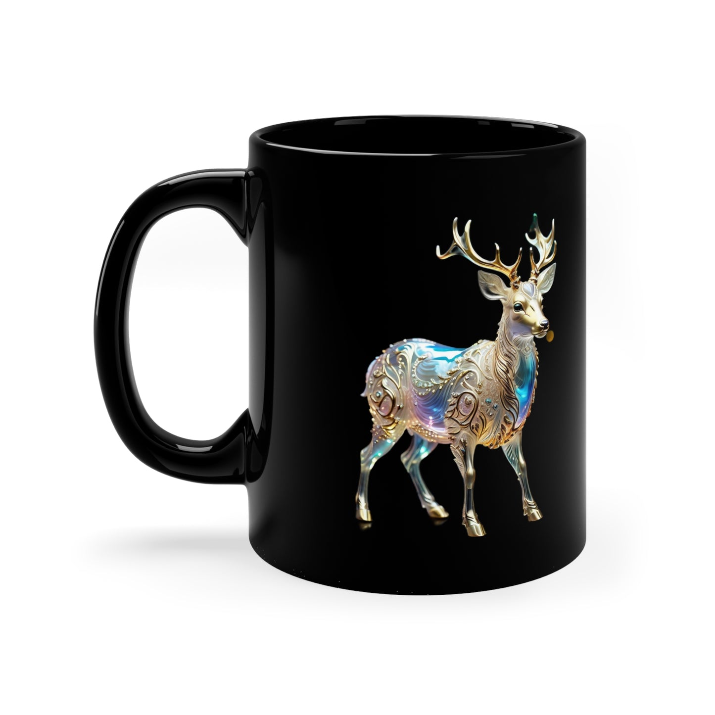 Holiday - Glistening Crystal Reindeer 11oz Black Mug