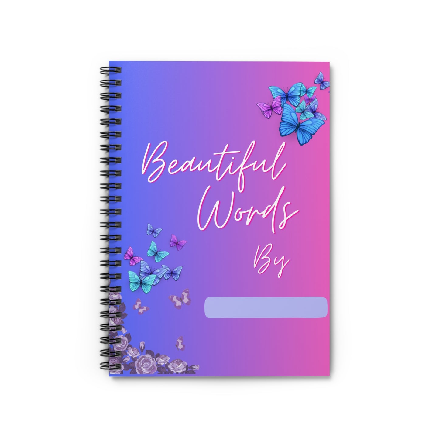 Beautiful Words Butterfly Spiral Notebook - Ruled Line Interior