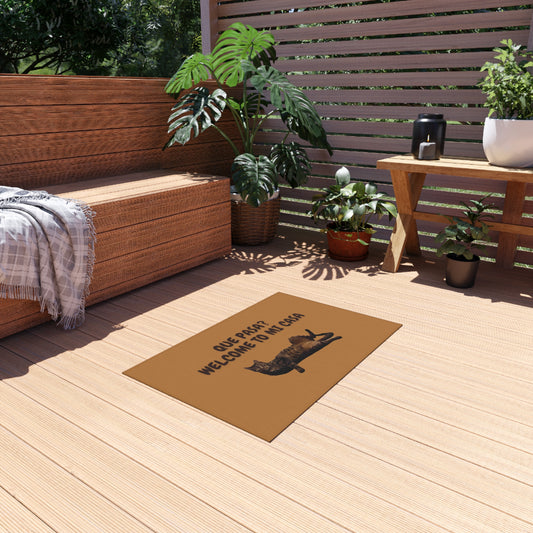 Outdoor Rug - "Que Pasa? Welcome to mi Casa." (Loki Collection) - Light Brown