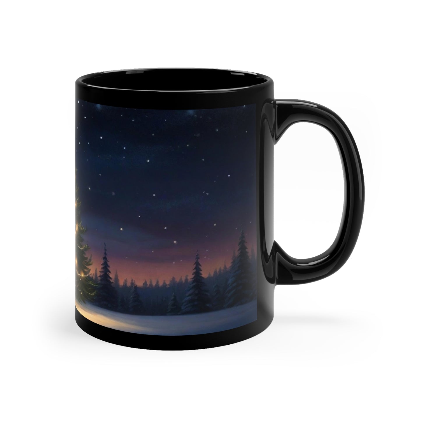 Holiday - Christmas Tree Sunset 11oz Black Mug