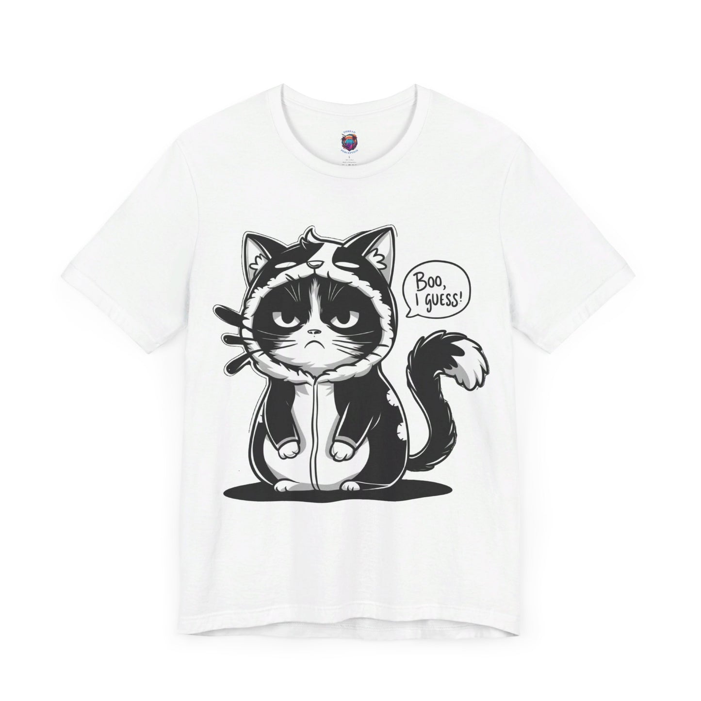 Funny Deadpan Cartoon Cat in Cat Costume, I Guess, Bella Canvas T-Shirt, Cute Halloween Costume Tee