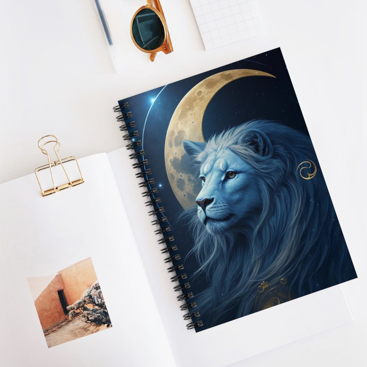 Zodiac Lion Spiral Notebook - Ruled Line Interior