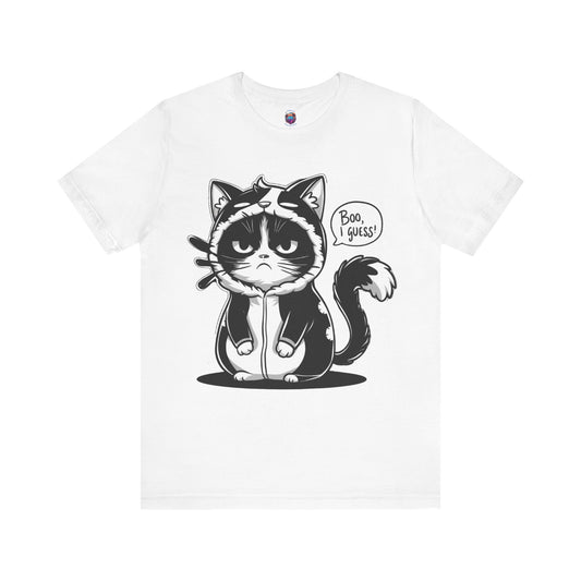 Funny Deadpan Cartoon Cat in Cat Costume, I Guess, Bella Canvas T-Shirt, Cute Halloween Costume Tee