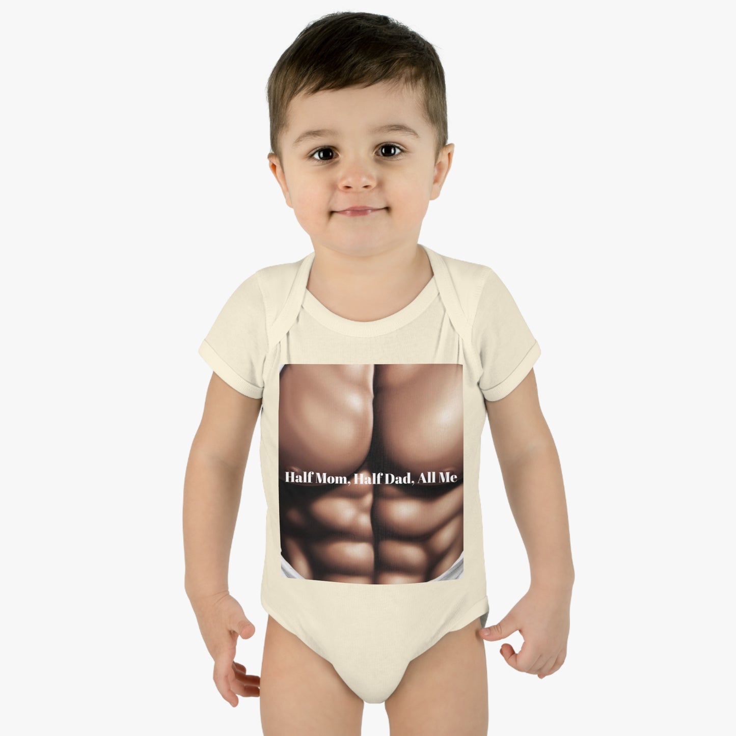 "Half Mom, Half Dad, All Me" Infant Baby Rib Bodysuit