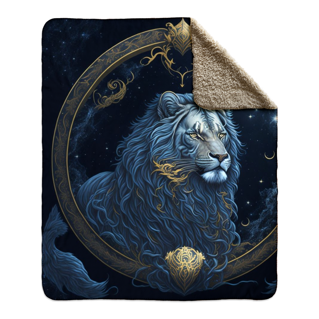 Zodiac Lion Fleece Sherpa Blankets