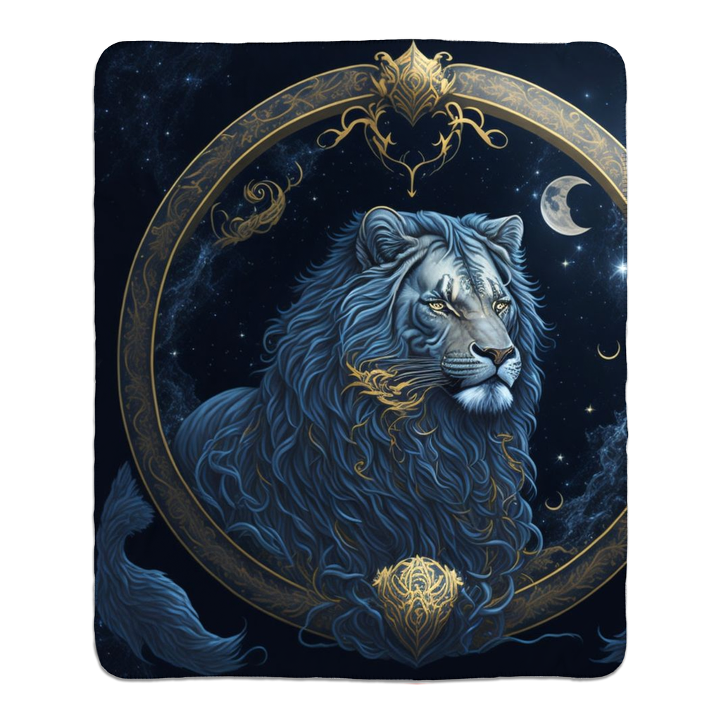 Zodiac Lion Fleece Sherpa Blankets