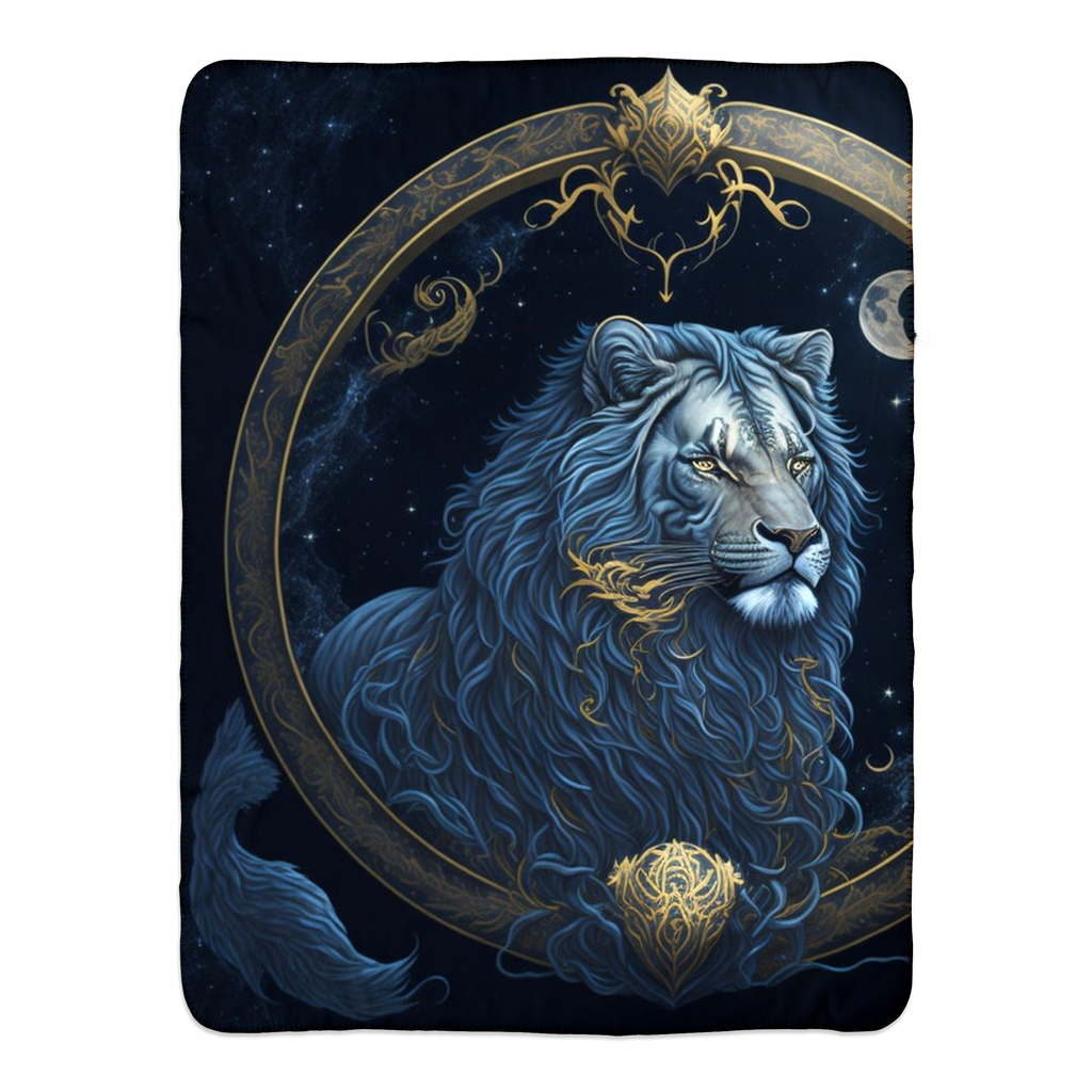 Zodiac Lion Fleece Sherpa Blankets